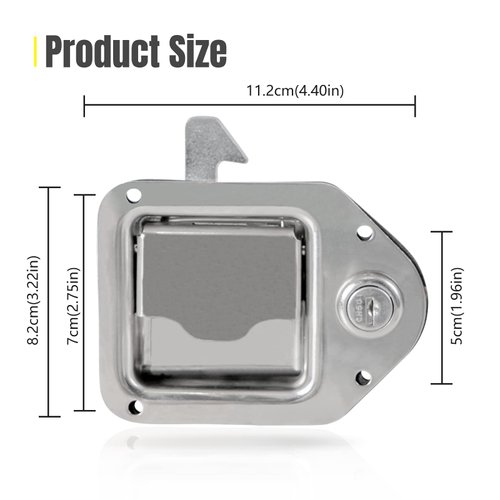 YESHMA 2Pcs Truck Tool Box Latch Toolbox Paddle Lock Replacement Handle Stainless Steel with Keys & Rivets for Truck Trailer UTV ATV Toolbox