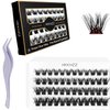 Self Adhesive Eyelashes No Glue Lash Clusters, HKKHZZ Press-on Lashes 10/12/14/16mm Individual Lash Extension Kit with Lash Tweezers, Self-adhesive False Eyelashes Natural DIY Eyelash Extension Kit