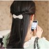 E EMZHOLE Elegant Hair Barrettes Rhinestone Pearl Bow Hairpin Jewelry Crystal Headdress Diamond Hairpin Hair Accessories Hair Clips (White)