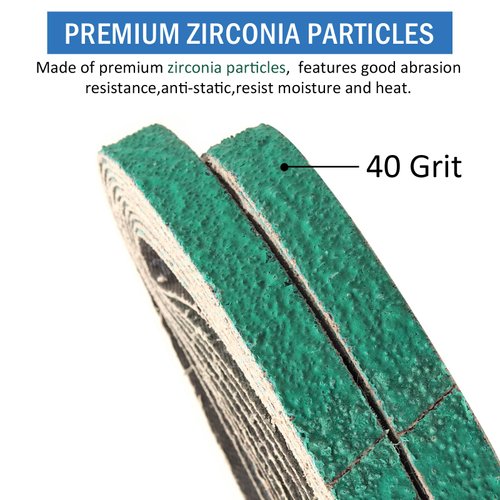 1/2" x 18" Zirconia Sanding Belts for Belt Sander, 40 Grit 1/2 x 18 Inch Sanding Belts for Air File Belt Sander, Woodworking, Metal Polishing, Derusting, 20-Pack