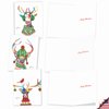 The Best Card Company Variety Pack of 10 Christmas Greeting Cards with Envelopes, Humor Holiday Assortment for Men and Women (10 Designs, 1 Each) - Fancy Reindeer AM6751XSG-B1x10
