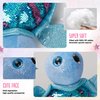 Athoinsu 12'' Blue Turtle Plush Pillow Soft Plush Toy with Reversible Glitter Sequins Sparkle Birthday Children's Day Valentine's Day for Kids Boys Girls Toddlers
