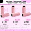 SALVMARY Sanding Bands for Nail Drill with 3.1MM Mandrel Bit Set, 120 Medium #180 Fine #240 Extreme Fine Grit Small Nail Files Sanding Band for Acrylic Nails Gel Manicure Pedicure 50 Pcs, Pink