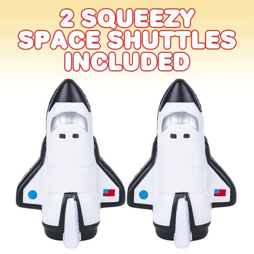 ArtCreativity Squish Space Shuttle, Set of 2, Slow Rising Squeezy Space Themed Stress Relief Toys for Kids, 4.75 Inch Squeezable Outer Space NASA Party Favors and Desk Decorations