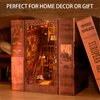 MUSEGDN DIY Miniature Book Nook Kit with LED Lights – 3D Wooden Puzzle Dollhouse Book Nook Bookshelf Insert, Perfect Home Decor Craft Kit for Adults & Teens, Creative Bookends for Reading Nooks