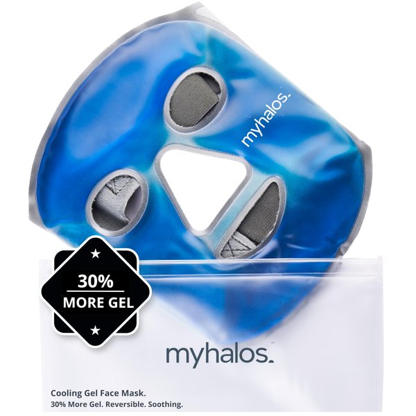 MyHalos Ice Face Mask - Frozen Face Mask for Pain Relief, Migraine & Wisdom Tooth Surgery - Our Cooling Face Mask for Swelling, Puffiness & Stress Relief - Hot or Cold Gel Face Mask Cold Pack
