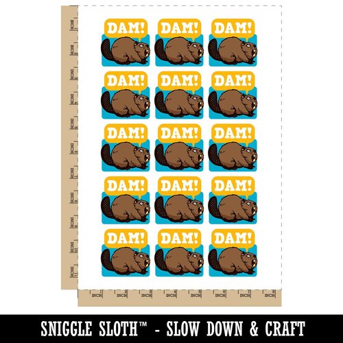 Grumpy Beaver Yelling Dam Temporary Tattoo Water Resistant Fake Body Art Set Collection - 15 2" Tattoos (1 Sheet)