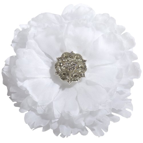 David Tutera Hair Comb - Flower with Rhinestone Center - White - 3 inches