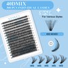 KevKev Lash Extension Kit 300Pcs Lash Clusters Kit DIY Eyelash Extension Kit with Lash Bond and Seal Eyelash Remover Lash Applicator Wispy Lashes Look Like Extensions(40D, D-10-18mix)