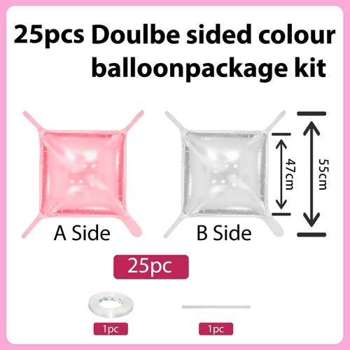 Pearl Pink and Silver Double Sided Square Foil Balloons Wall,19 Inches Pink Metallic Foil Balloons Tunnel Arch Kit for Girls Bachelorette,Wedding,Anniversary,Birthday Party Background Decoration