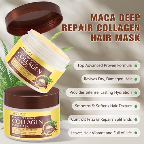 Collagen Deep Conditioning Repair Hair Mask - Hair Nourishing Repair Deep Moisturizing Hydrating Collagen Hair Care for Dry/Damaged/Color-Treated Hair - Natural Nourishing Hair Conditioner