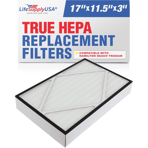 LifeSupplyUSA True HEPA Air Cleaner Filter Replacement Compatible with Hamilton Beach 04162 and 04156 TrueAir High-Efficiency Air Cleaners