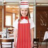 1950s Waiter Costume Kit, Soda Jerk Costume Kit Red and White Striped Apron with 2 Pockets, Soda Jerk Chef Hat Red Bow Ties Adjustable Kid Striped Apron for Kid Boy Girl Costume Cosplay Party