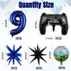 12pcs Video Game Themed Party Decorations, Number 9th Boys Birthday Party Supplies, Navy Blue Video Game Controller Mylar Foil Balloon, Video Game star Party Decoration Supplies