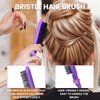 BRIMFULITE 3 Pcs Hair Brush Set with 1 Edge Brush, 1 Rat Tail Comb, 1 Bristle Hair Brush for Slicking Back Hair, Controlling Flyaway, Braiding for Women Men Babies (Purple)