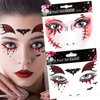 Kistreao Halloween Face Stickers Glitter Bat Scar Temporary Tattoo Stickers Eyes Face Gems Stickers for Women Girls Halloween Party Decorations Supplies Black Red 2Pcs