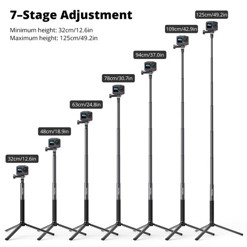 AKASO 1.2M Extendable Selfie Stick and a Tripod Stand Action Camera Accessories Compatible with AKASO EK7000/Brave 4/Brave 7 LE/Brave 7/V50X/V50 Elite/GoPro Hero 12/11/10/9/8/7/Max/DJI Osmo Action