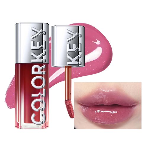 COLORKEY 3D Plump Oil Lip Gloss, High-shine Finish, Lip Tint, Moisturizing, Non-Sticky, Clear and...