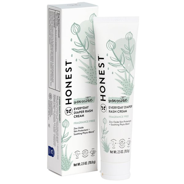 The Honest Company Hypoallergenic Diaper Rash Cream | Moisturizing + Calming Zinc Oxide Ointment | NEA Recognized, Cruelty Free | 2.5 oz