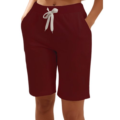 XinYangNi Comfy Casual Lounge Shorts with Pockets and Drawstring for Women Wine Red US 16