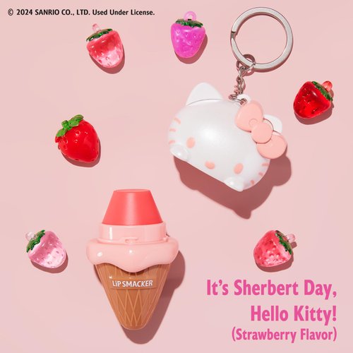 Lip Smacker Hello KittyLip Balm, Ice Cream Flavored Moisturizing, Smoothing Soft Shine, Hydrating & Protecting Fun Tasty Flavors, Cruelty-Free & Vegan - Ice Cream