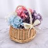 ASSR 2PCS Wedding Flower Girl Basket Set,Wicker Rattan Flower Basket with Handle,Petal Basket Candy Storage Basket ,Rattan Box Home Decoration,White,5.9x7.5 in(210209HT07-12#WSW98)