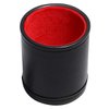 Cyber-Deals Set of Dice Cup Black PU Leather w/Plush Red Felt Lined + Spanish Poker Dice Bone Tone (Gift Boxed)