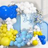 Blue and Yellow Balloon Arch Kit 140 PCS Royal Blue White Silver Balloon Garland Kit Pastel Blue Party Balloons for Birthday Baby Shower Party Decor
