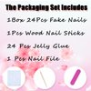 White French Tip Press on Nails Short NEWSPIED Petite Flower Fake Nails with Designs Full Cover Acrylic Nails White Floral False Nails Glossy Cute Glue on Nails for Women Girls Manicure 24Pcs