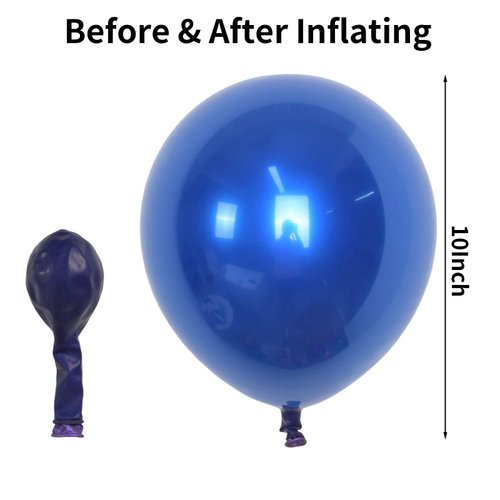 Chrome Blue Balloons, 50 PCS 10 Inch Double-Layered Metallic Royal Blue Balloons, Shiny Thick Chrome Metallic Dark Blue Latex Helium Balloons for Boys Men Birthday Graduation Party Decoration Supplies