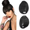 Brazilian Human Hair Bangs Clip On Real Hair for Black Women French Bangs Clip In Hair Extensions Natural Black Straight Hair Bangs with Temple 6-8inch Muzinuo