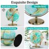 JOWHOL 8'' World Globe with Gold Stand 720° Rotating, Kids Adults Student Geography Educational, Desk Globe Decorative Office Classroom, Unique Birthday Christmas Gifts (Elegant Turquoise)
