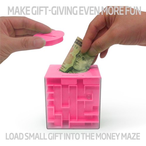 Trekbest Money Maze Puzzle Box - A Fun Unique Way to Give Gifts for Kids and Adults (Pink)