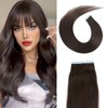 Tape in Hair Extensions Human Hair Dark Brown Straight Hair Extensions Tape in Human Hair 20 Pcs/Pack 40g Tape in Extensions Hair Extensions 16 Inch for Women （16Inch，Dark Brown，40g)