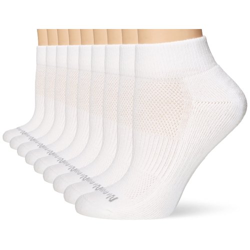 No nonsense womens Soft & Breathable Cushioned Quarter Top Running Socks, White - 9 Pair Pack, 4 10 US