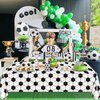 PTECDROTS 4Pcs Soccer Tablecloths, Soccer Pattern Party Table Cover, Rectangular Grass Tablecloths for Kids Soccer Theme Fan Sports Event Game Day Soccer Birthday Party Supplies, 51 x 86.6 Inch