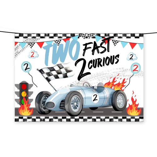 Two Fast Birthday Backdrop for Boys Two Fast 2 Curious Racing 2nd Birthday birthday Banner Backdrop 2nd Bday Racing Themed Car Birthday Decoration Party Supplies