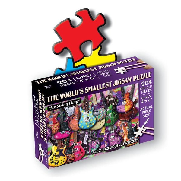 TDC Games World’s Smallest Jigsaw Puzzle, Six String Fling – Mini Puzzles, Small Challenging Travel Art Puzzle for Adults, 200+ Pieces, 6 x 4 inches