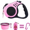 PETIMP Retractable Dog Leash Lightweight 16FT Leash, with Folding Bowl,Dispenser,Waste Bags, for Small Medium Dogs(Pink)