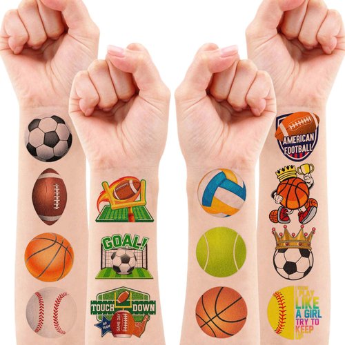 Generic 96 PCS Sports Tattoos Stickers Football Team MVP Themed Sport Ball Birthday Party Decorations Favors Supplies Games Decor for Boys School Activity Outdoor Prizes