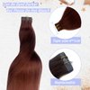 Tape in Remy Human Hair Extensions #33 Dark Auburn Double Sided Seamless Skin Weft Silk Straight 100% Real Hair Glue in Extensions for White Women 60grams 22 Inch