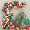 Christmas Balloon Garland Arch Kit, Xmas Balloon Decorations with Red Candy Elf Foil Balloons, Metallic Green Red Gold White Balloons for New Year Kids Birthday Baby Shower Party