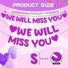 WLPHHM We Will Miss You Banner Glitter Bunting for Graduation Retirement Party Decorations，Graduation Party Going Away Party Office Work Party Farewell Party Decorations Supplies(Purple)