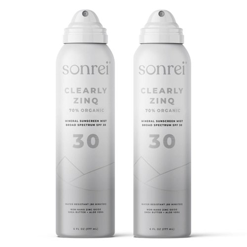 Sonrei Clearly ZinQ™ Mineral Sunscreen Mist | SPF 30, Broad Spectrum, Transparent | Vegan, Reef Safe, Non-Greasy | Ideal for Face & Body (6 Fl Oz (Pack of 2))