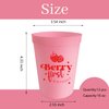 Usumz Berry Sweet 1st Baby Plastic Cups, 16oz Pink Strawberry Birthday Reusable Cups, Strawberry Shortcake Baby Shower Birthday Drinkware, Berry Theme First Birthday Party Supplies 12Pcs