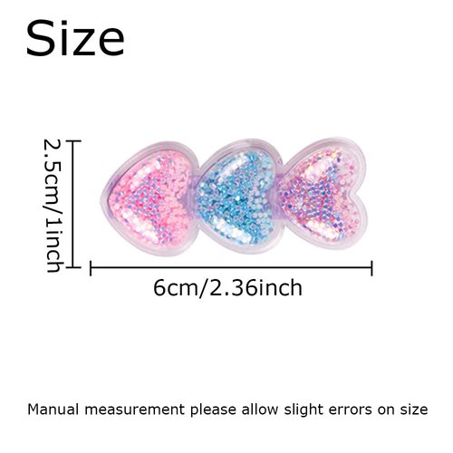 5 PCS Rainbow Colored Hair Clips,Girl Glitter Hair Clips,Barrettes Kit for Toddlers,Cute Cartoon Rainbow Color Color Love Quicksand Hair Pins Suitable for Children's Day and Party (red)