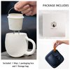 Liywall - Ceramic Tea Mug with Infuser and Lid, Cat Design Handmade Porcelain Tea Cup Strainer With Portable Shockproof Storage Case for Travel Office Home,Wife Girlfriend Gift - White