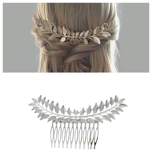 Andelaisi Boho Leaf Hair Comb Gold Leaf Bridal Hair Comb Barrette Olive Branch Hair Combs Headpiece Vintage Leaf Headpiece Comb for Women Bridesmaid Wedding Hair Accessories