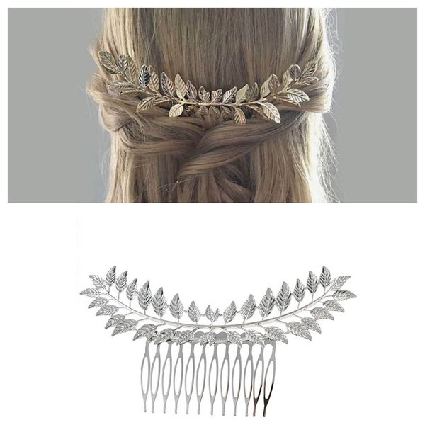 Andelaisi Boho Leaf Hair Comb Gold Leaf Bridal Hair Comb Barrette Olive Branch Hair Combs Headpiece Vintage Leaf Headpiece Comb for Women Bridesmaid Wedding Hair Accessories