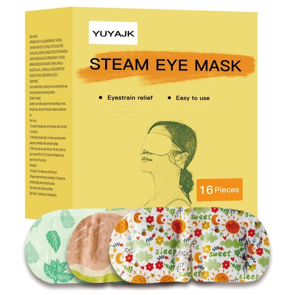 16 Packs Steam Eye Mask Herbal Hot Compress Eye Mask Self Heating Disposable Eye Masks Spa Office Travel Essentials & Relaxation Gifts